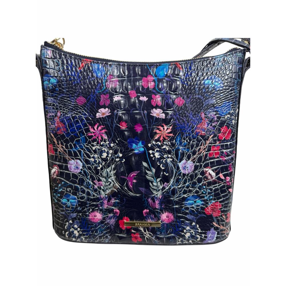 Brahmin Katie Crossbody Bag Folktale Melbourne Blue Floral Crocodile - Picture 8 of 14